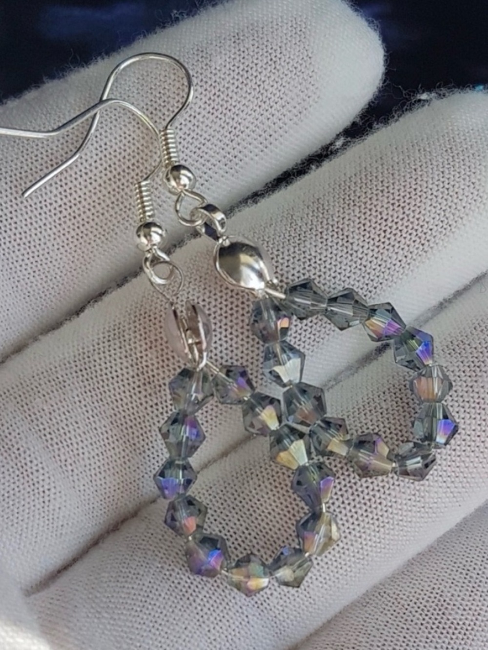Swarovski Elements Aurora Borealis Small Teardrop Earrings Handmade NWT